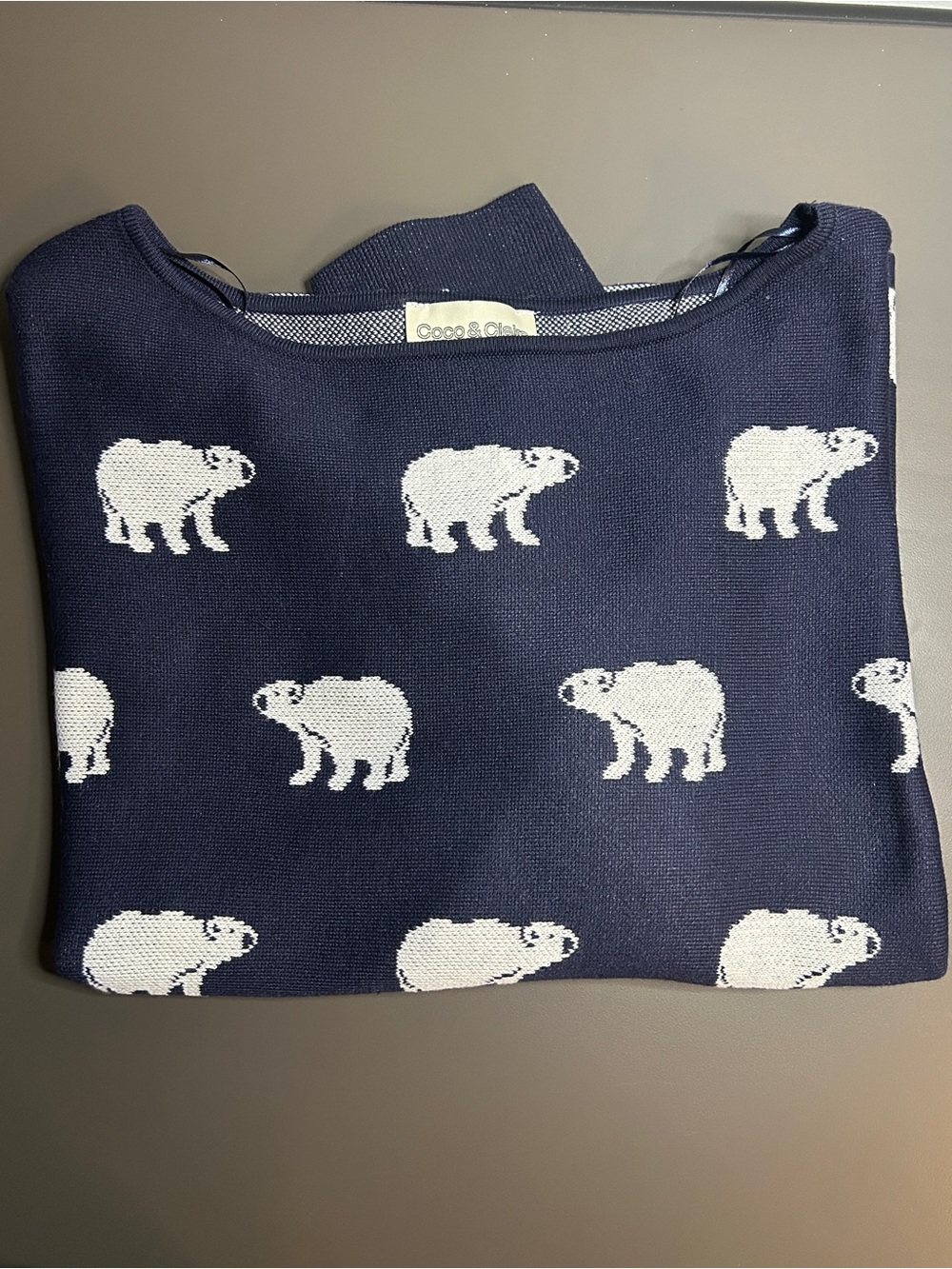 Brad Coco & Claire Women’s sweater, Navy Polar Bears NWT Size L